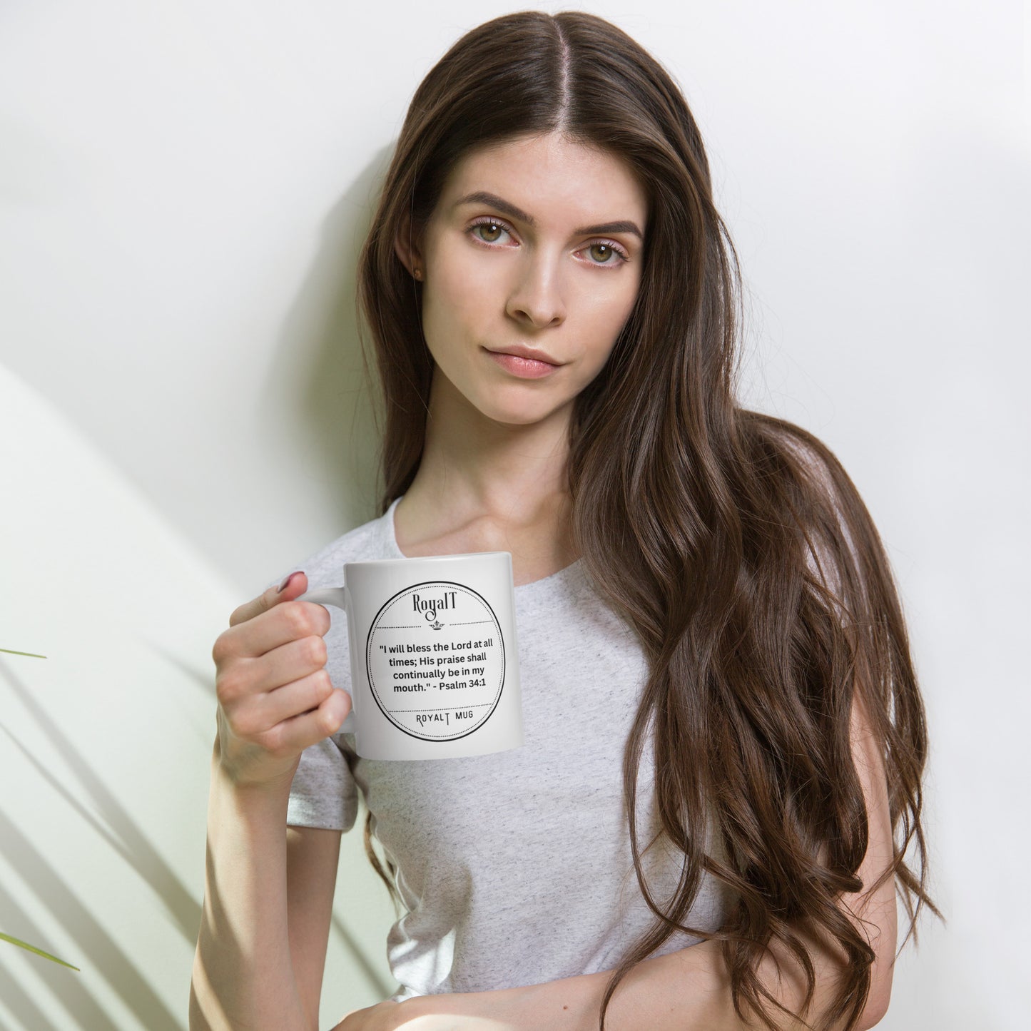Psalm 34:1 White glossy mug